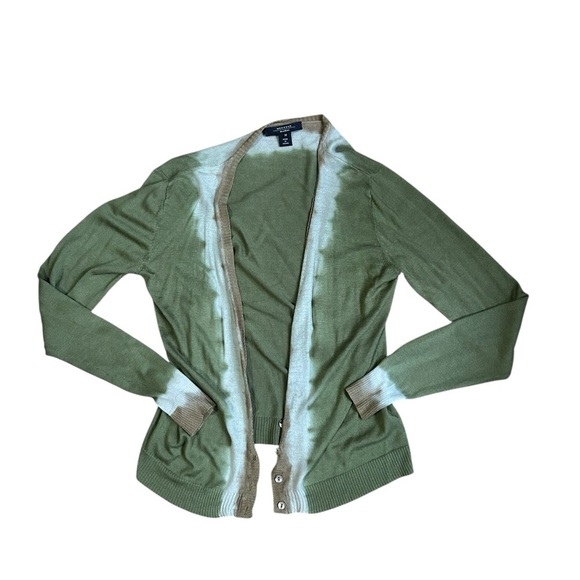 Max Mara Weekend Twin Set Cardigan And Top Green Tie Dye Silk Cashmere Size Med - Picture 1 of 10